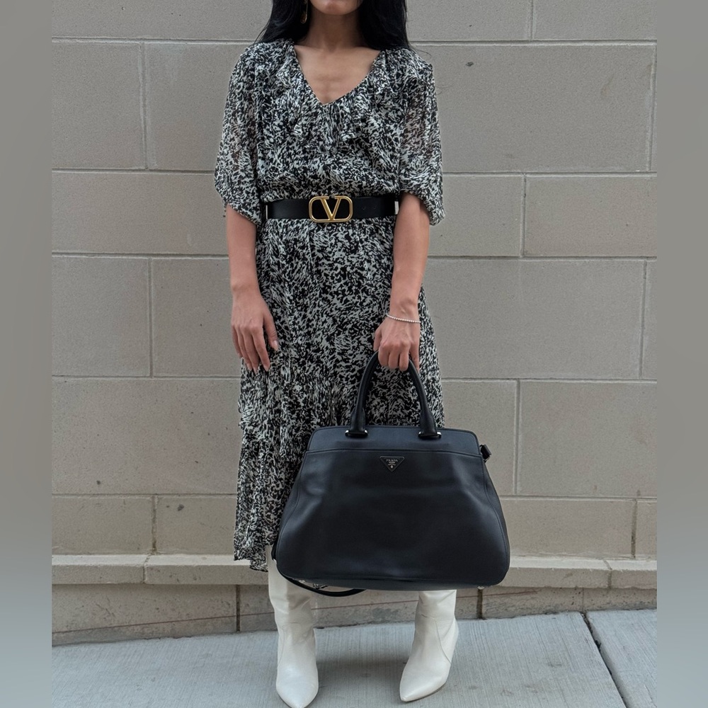 BA&SH Erym ruffled printed crepon dress